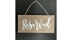 Reserved Rectangular Wood White Letters